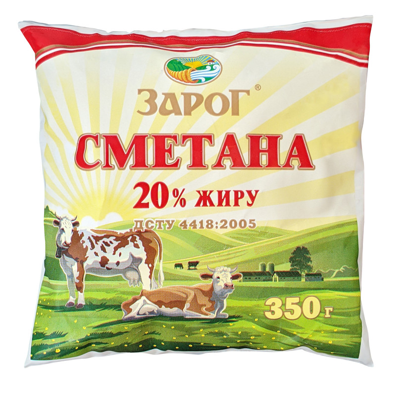 Сметана ЗАРОГ 20%, 350г (плівка)
